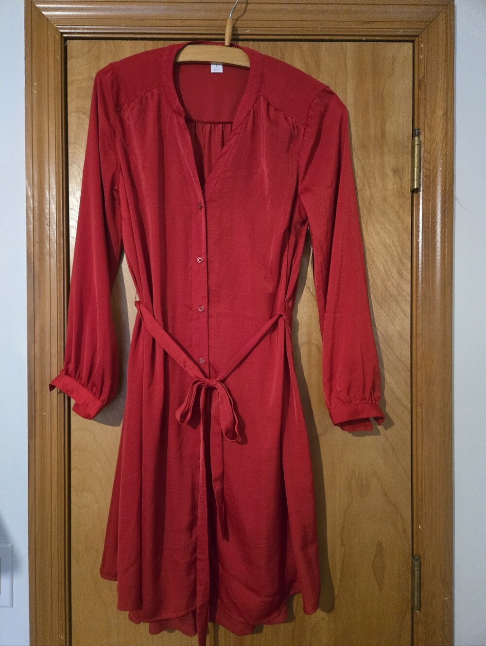 Old Navy Red Long-Sleeve Button-Front Dress Size S NWT